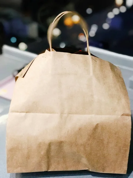 paper bag with shopping bags on the street