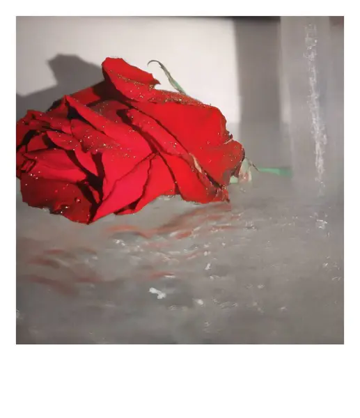 red rose in the water