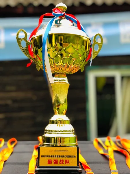 trophy cup on the background of the stadium