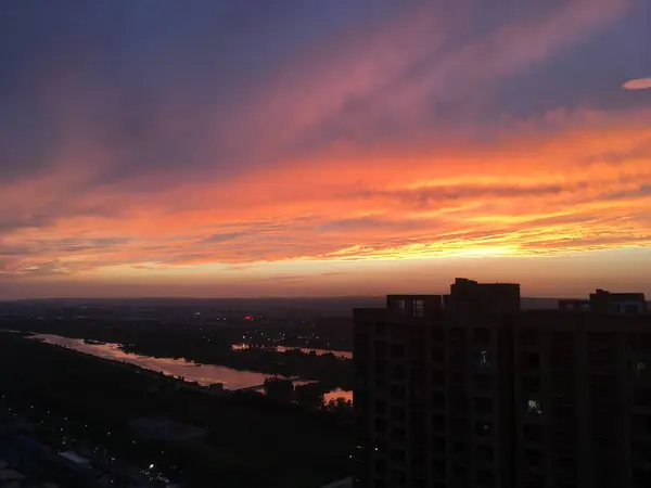 stock image sunset over the city