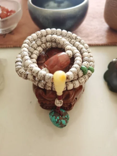 close-up of a beautiful white and red jewelry