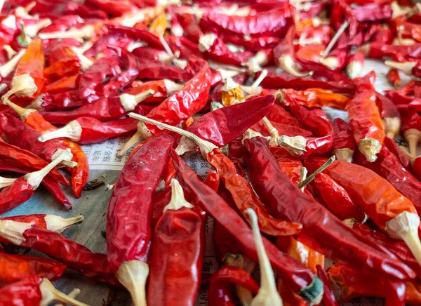 red and white pepper in the market