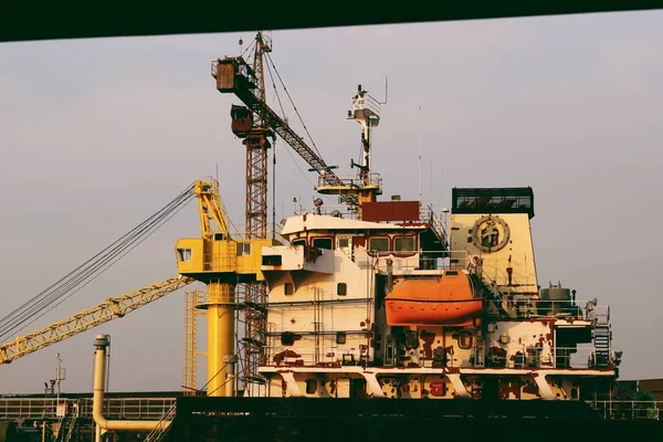 industrial cranes and crane at the port of the city of the baltic sea in the north of israel