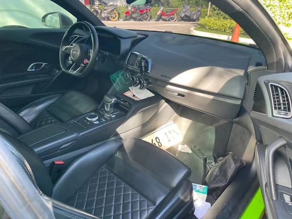 car interior with modern devices