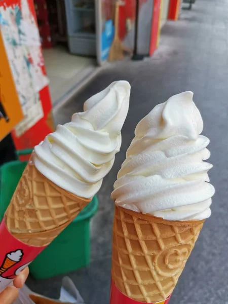 ice cream cone with a waffle cones