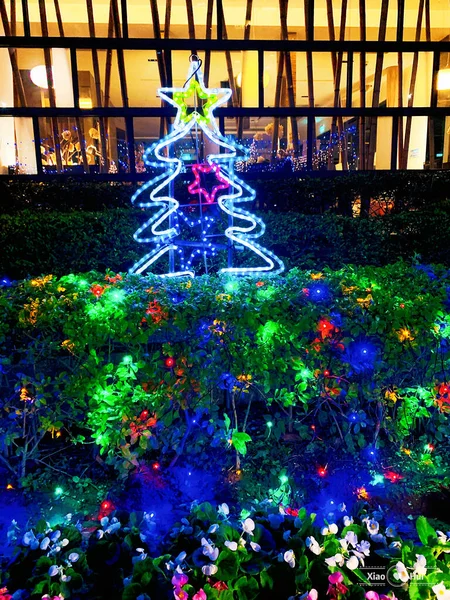 christmas tree with lights and balls