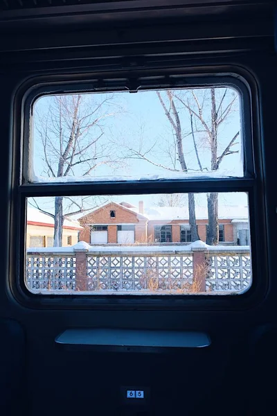 view of the window of the train station