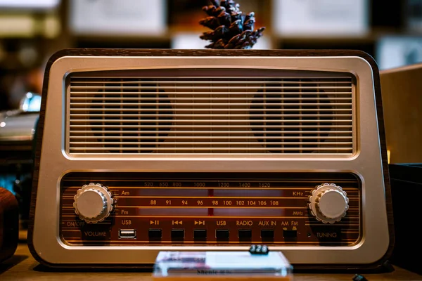 vintage radio recorder in the room