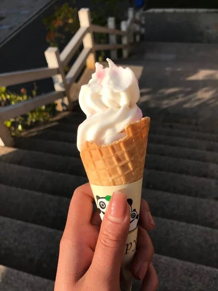 ice cream cone with a waffle cones on a stick