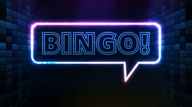 Parlak bingo metin neon işaretinin soyut arkaplanı