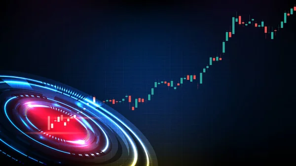 Elvont Futurisztikus Technológiai Háttér Hud Display Tőzsdei Gyertya Stick Chart — Stock Vector