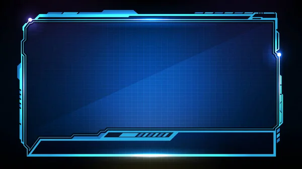 Mavi parlayan teknolojinin soyut fütüristik arkaplan bilim kurgu çerçevesi Hud ui alttaki üçüncü