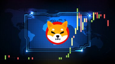 Shiba Inu 'nun (SHIB) soyut gelecek teknolojisi arka planı Fiyat grafiği para dijital kripto birimi