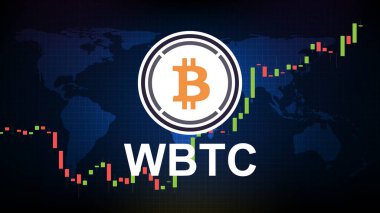 Paketlenmiş Bitcoin 'in (WBTC) soyut geleceksel teknoloji arka planı Fiyat grafiği dijital kripto para birimi