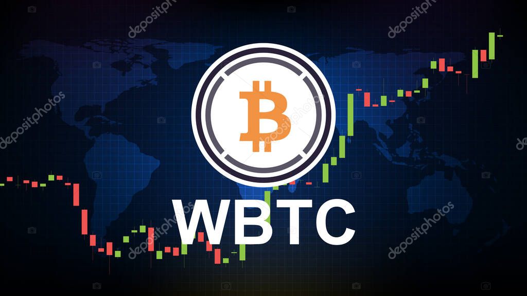 Abstract futuristic technology background of Wrapped Bitcoin (WBTC) Price Chart coin digital cryptocurrency