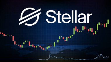 Stellar 'ın (XLM) soyut fütüristik teknoloji arka planı Fiyat grafiği para dijital kripto birimi