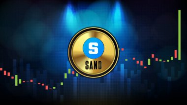 The Sandbox 'ın (SAND) soyut geleceksel teknoloji arka planı Fiyat grafiği para dijital kripto para birimi