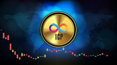 İnternet Bilgisayarı 'nın (ICP) soyut fütüristik teknoloji arka planı Fiyat grafiği para dijital kripto birimi