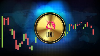Uniswap (UNI) Fiyat grafiği grafiği para dijital şifreleme biriminin soyut geleceksel teknoloji arka planı