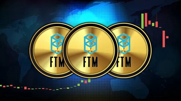 추상적 Fantom Ftm Price Graph Chart Coin Digital Cryptocurrency — 스톡 벡터