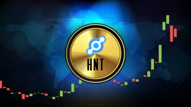 Helium (HNT) Fiyat grafiği grafiği para dijital kripto para biriminin soyut geleceksel teknoloji arka planı
