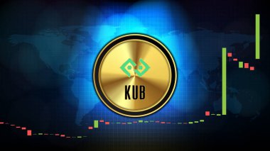 Bitkub Coin 'in (KUB) soyut geleceksel teknoloji arka planı Fiyat grafiği para dijital kripto para birimi