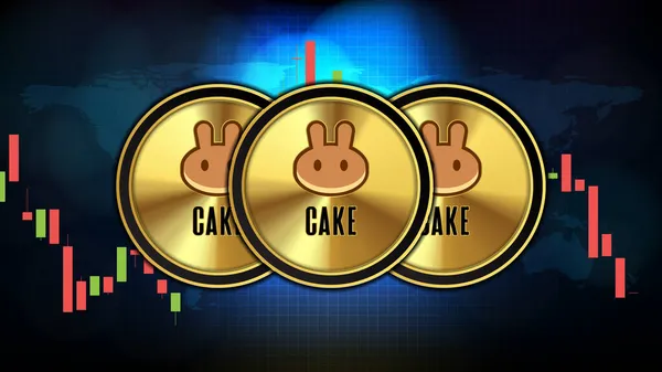 추상적 Pancakeswap Cake Price Graph Chart Coin Digital Cryptocurrency — 스톡 벡터