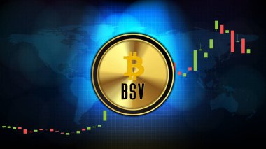 Bitcoin SV (BSV) Fiyat grafiği grafiği dijital kripto para biriminin soyut geleceksel teknoloji arka planı