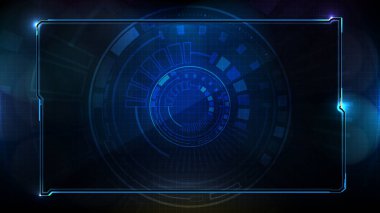 Mavi parlayan teknolojinin soyut fütüristik arkaplan bilim kurgu çerçevesi Hud ui alttaki üçüncü