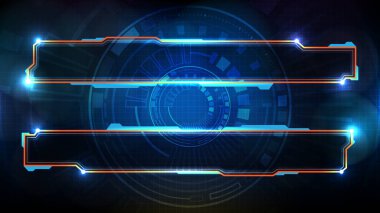 Mavi parlayan teknolojinin soyut fütüristik arkaplan bilim kurgu çerçevesi Hud ui alttaki üçüncü
