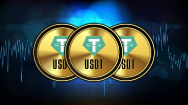 abstract futuristic technology background of Tether (USDT) Price graph Chart coin digital cryptocurrency clipart