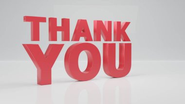 Thank you sign text object , 3D illustration rendering