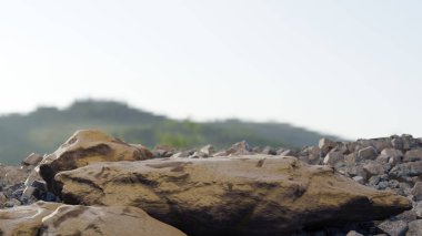 abstract background of close up stone stand for product presentation, 3D illustration rendering