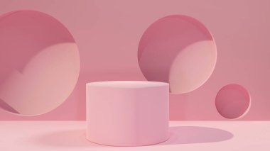 abstract background of pink stand for product presentation withe minimal shape element , 3D illustration rendering