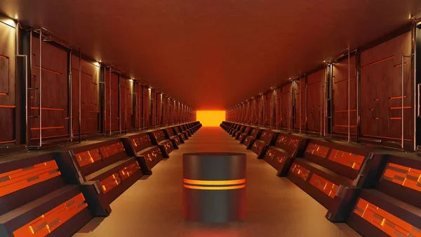 Abstrakt Bakgrund Sci Modern Futuristiska Rymdskepp Tunnel Korridor Grind Illustration — Stockfoto
