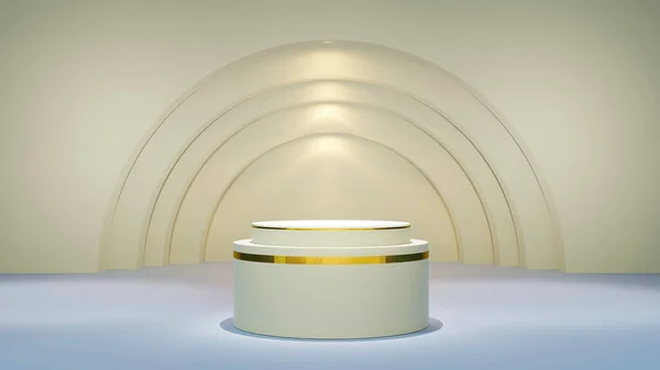 製品プレゼンテーションのための豪華なスタンドの抽象的な背景最小形状要素 3Dイラストレンダリング — ストック写真