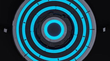 Sci Fi Modern Futuristik Hud ui güç podyumu sahnesinin soyut arkaplanı, 3D illüstrasyon