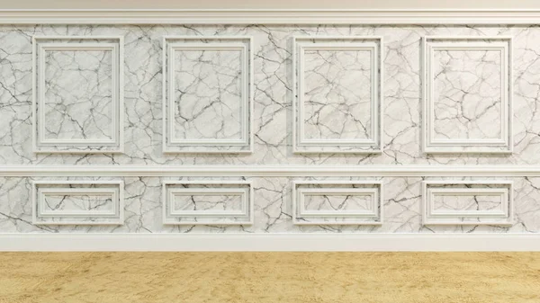 Duvar Panelleri Olan Boş Klasik Odanın Arkaplanı Asgari Ton Boyutlu — Stok fotoğraf
