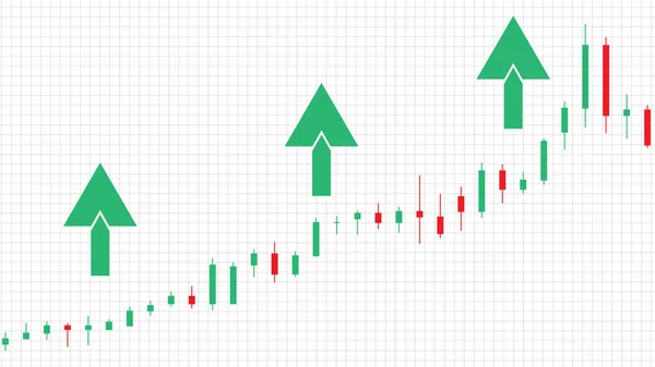 Elvont Háttér Nyíl Indikátor Felfelé Trend Gyertya Stick Bar Chart — Stock Vector