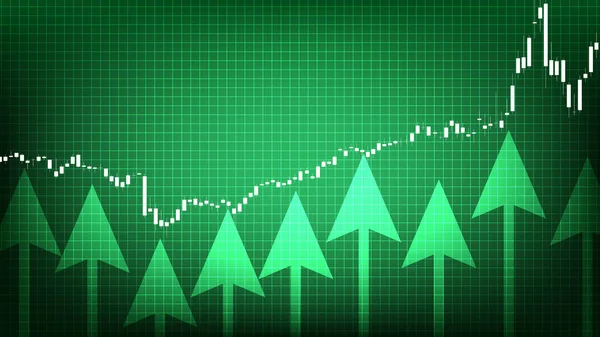 Abstract Background Uptrend Stock Market Chart Graph Green Background — Stock Vector