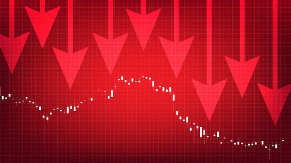 Elvont Háttér Csökkenő Tőzsdei Chart Grafikon Piros Háttér — Stock Vector