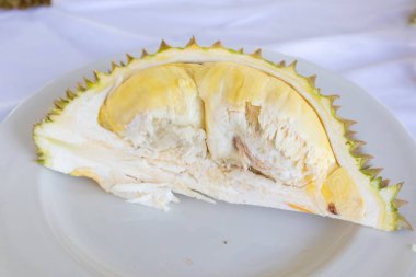 Tayland 'da taze Durian tabağı yakın plan.
