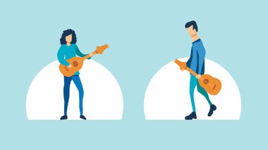 gitarlı bir adamın düz çizgi film karakteri
