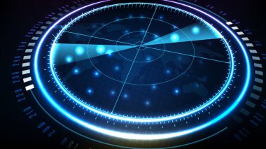 Fütürist teknoloji tarayıcı radar arayüzü hud 'unun soyut arkaplanı