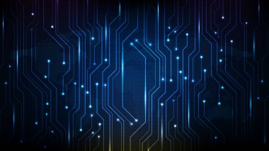Fütürist dijital koyu mavi elektronik devre çizgisinin soyut arkaplanı