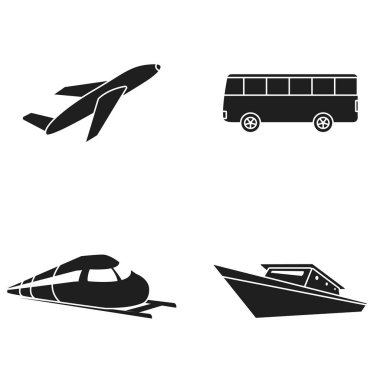 ulaşım simgesi resim vektörü (uçak, otobüs, tren, gemi)