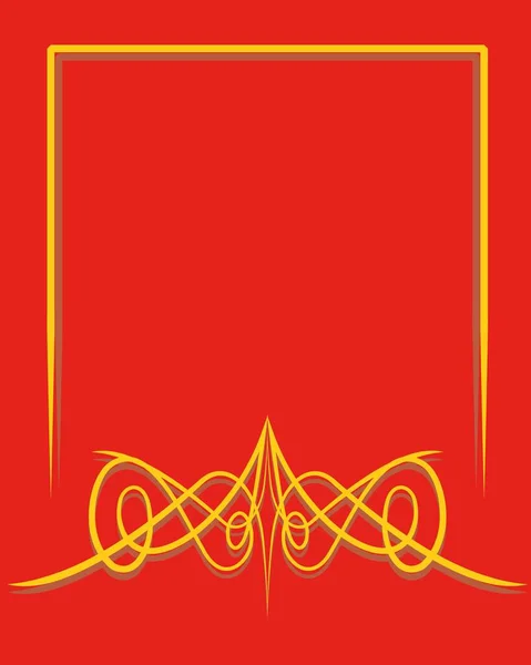 Gelber Gebogener Musterrahmen Auf Rotem Hintergrund Für Foto Banner Einladungskarte — Stockvektor