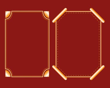 Fotoğraf, düğün kartı, şablon, kitap kapağı, davetiye kartı, poster, vektör tasarımı sunumu için altın çerçeveler