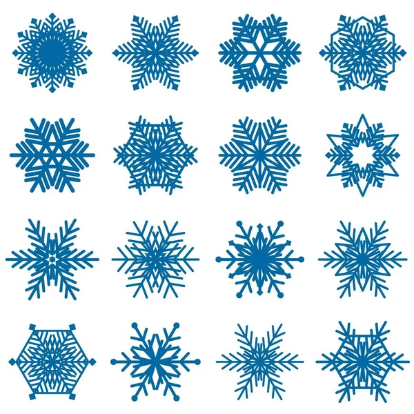 Διάφορες Νιφάδες Χιονιού Μπλε Εγκεφαλικό Επεισόδιο Κατάλληλο Για Στολίδι Εικονίδιο — Διανυσματικό Αρχείο