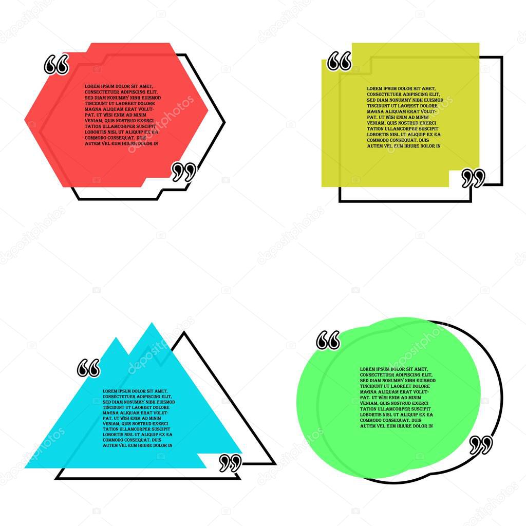 Quote frames template with 4 geometric pattern in different color by vector design